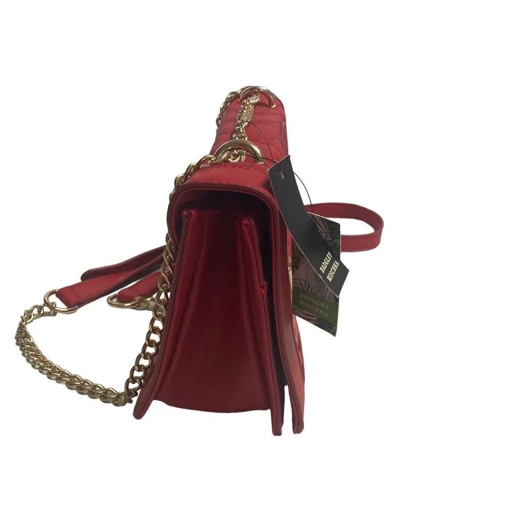 BADGLEY MISCHKA Women’s Red Crossbody Studded Quilted New‎ With Tags 8.5X3X6.5 - Image 2