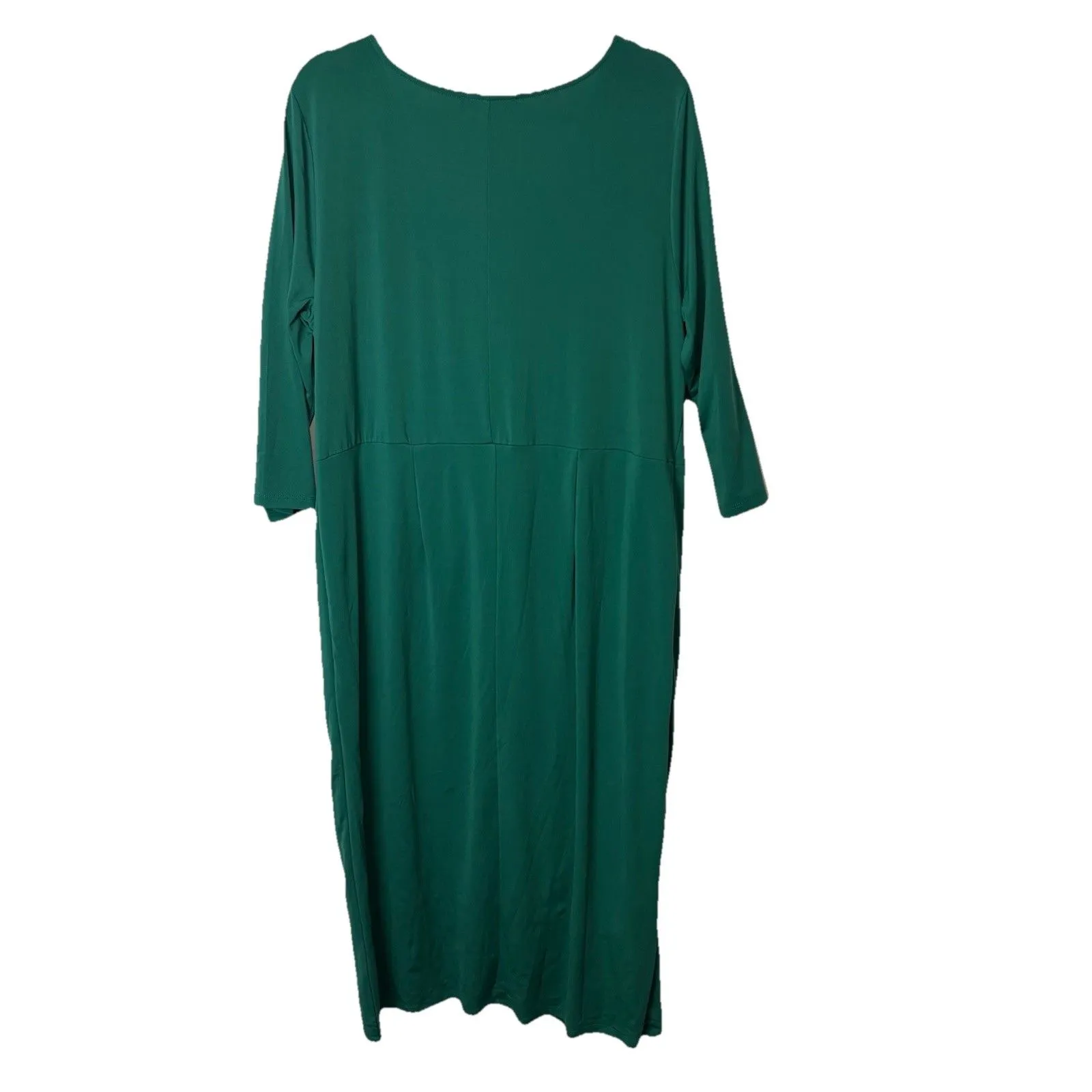 Eloquii Drape Front Stretch Midi Dress Emerald Green Vneck 18 Career Party - Image 9