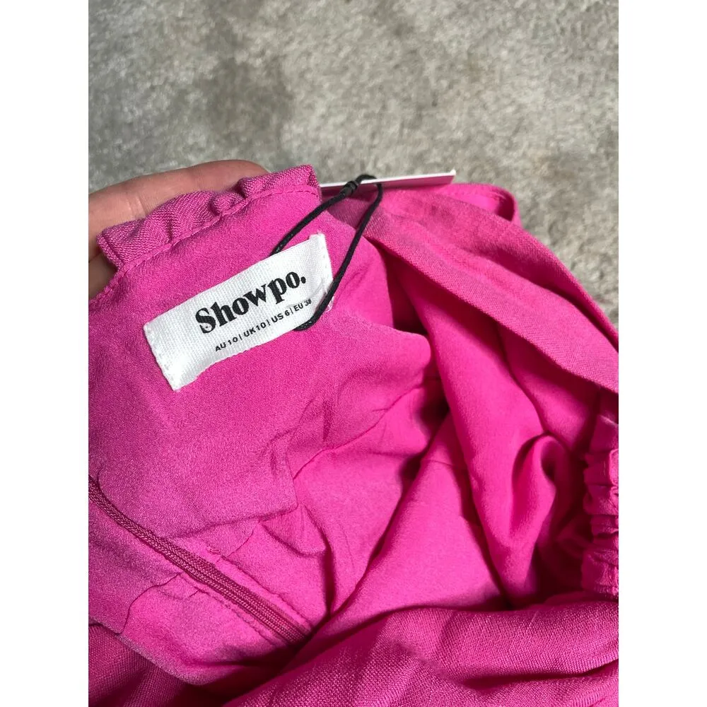 NEW Show Po Mayson Rouched One Shoulder Body Con Mini Dress Size 6 Pink - Image 4