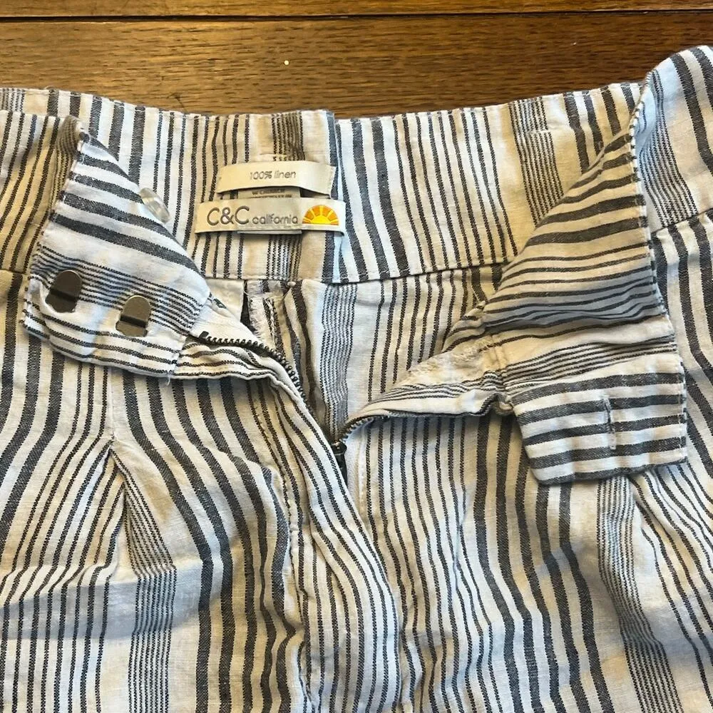 C&C California 100% Linen Striped Shorts - Image 11
