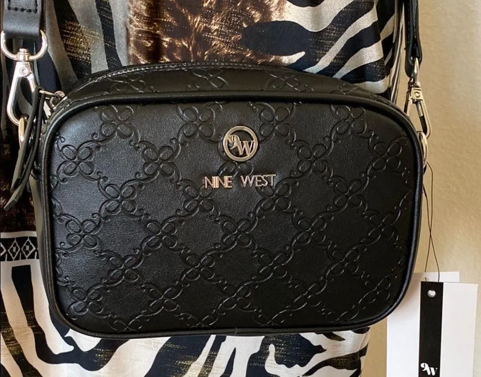 NWT Nine West Black Embossed Crossbody Bag - Image 2