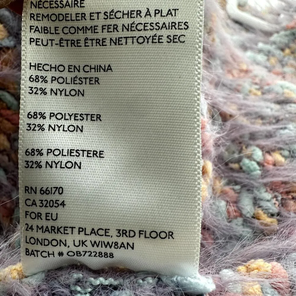 Urban Outfitters Rainbow Fish Fuzzy Cropped Sweater Boxy Marled Pastel Purple XS - Image 5