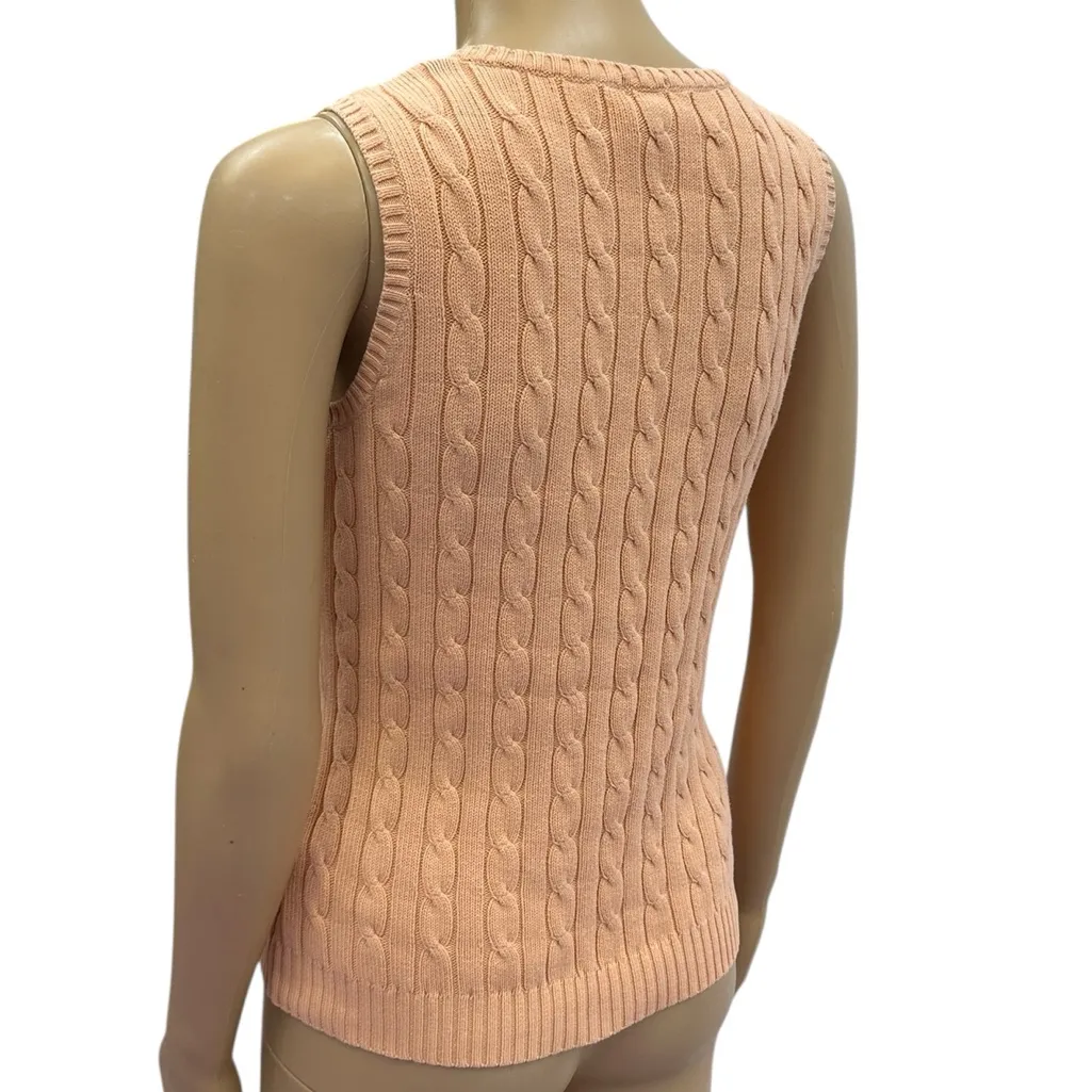 Vintage Gap Orange Cable Knit Sleeveless Pullover Sweater Vest Top Womens Medium - Image 4