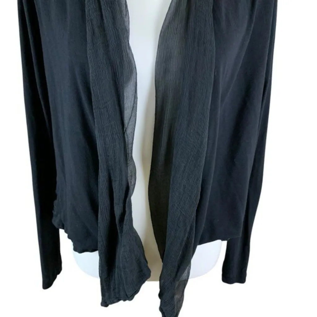 Babakul Black Cardigan Medium Open Front‎ Silk Viscose Cutout Back Geometric - Image 3