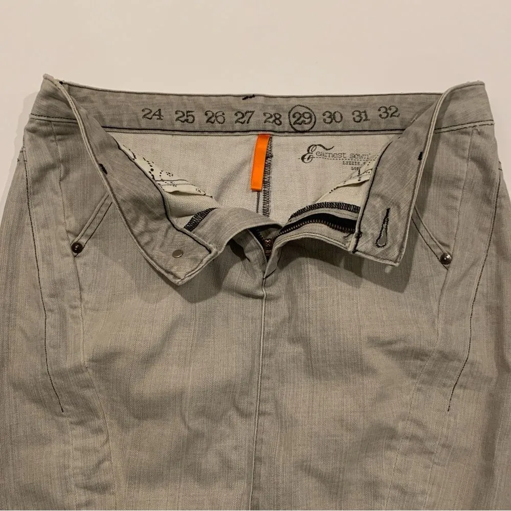 Earnest Sewn Light Gray Lizzie Slim Denim Pencil Skirt Size 29 Size M - Image 4
