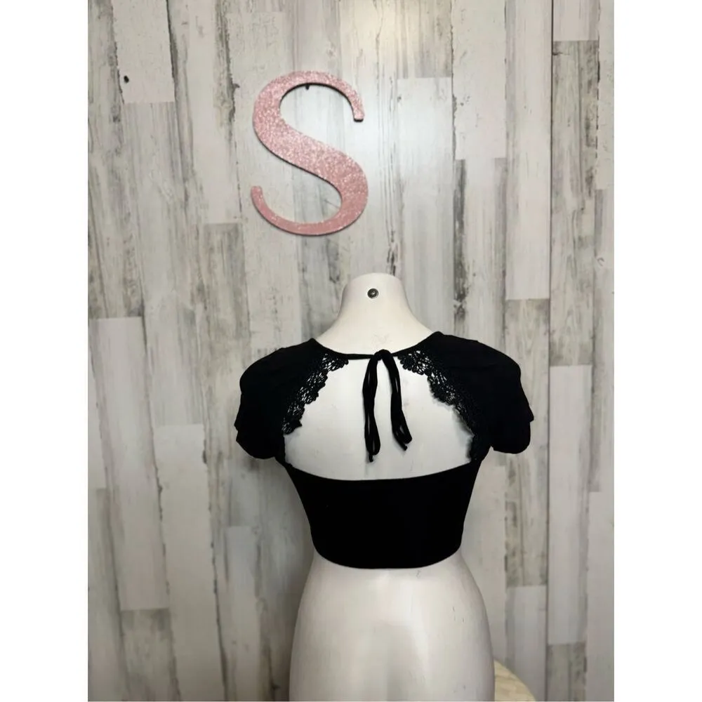 Backless laced black crop top size S Black - Image 3