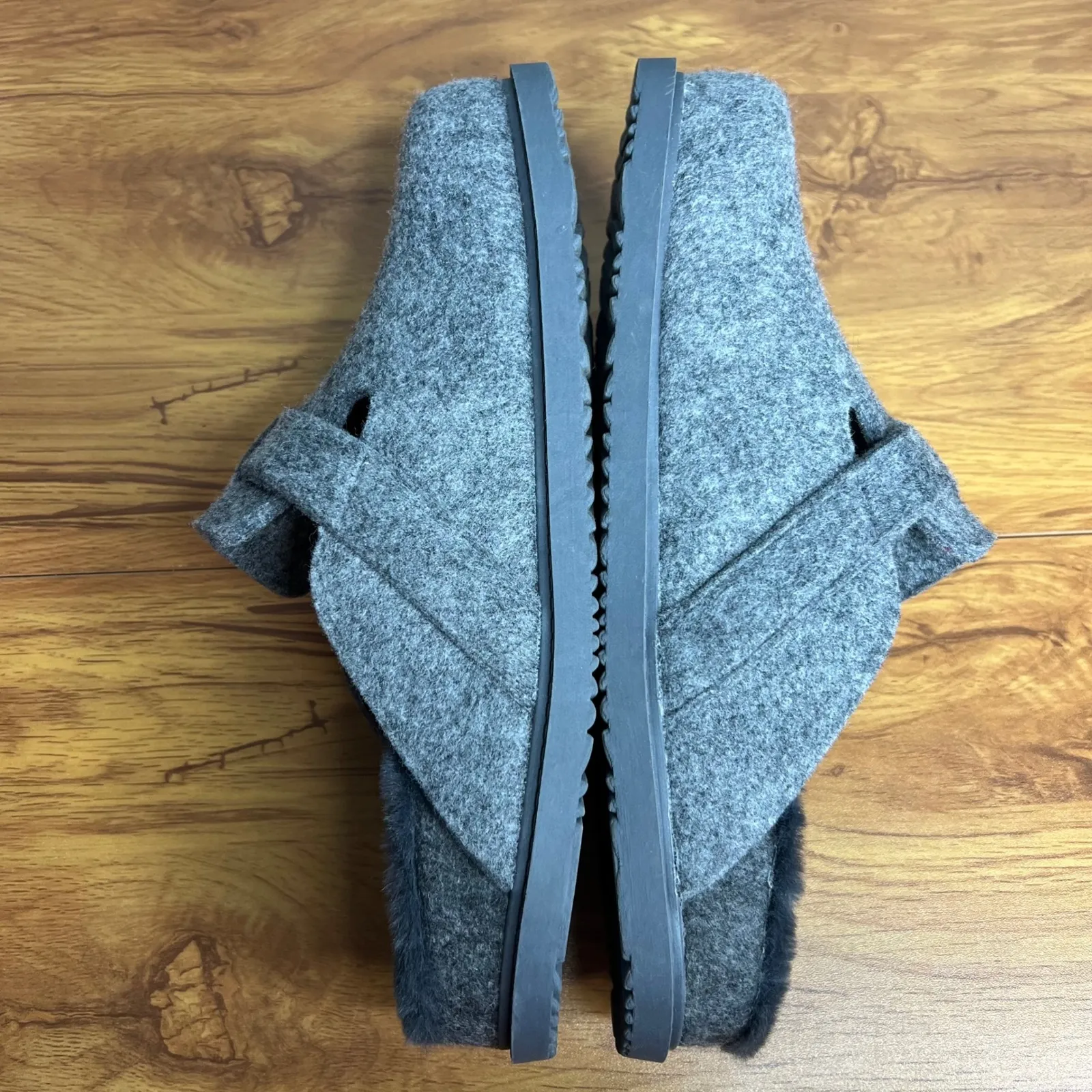 BEACH by Matisse Portland Clogs Mules Size 10 Gray Felt Faux Fur Lined NEW - Image 8