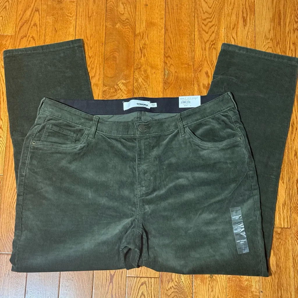 Sonoma Women’s Dark Green Corduroy Pants - Image 2