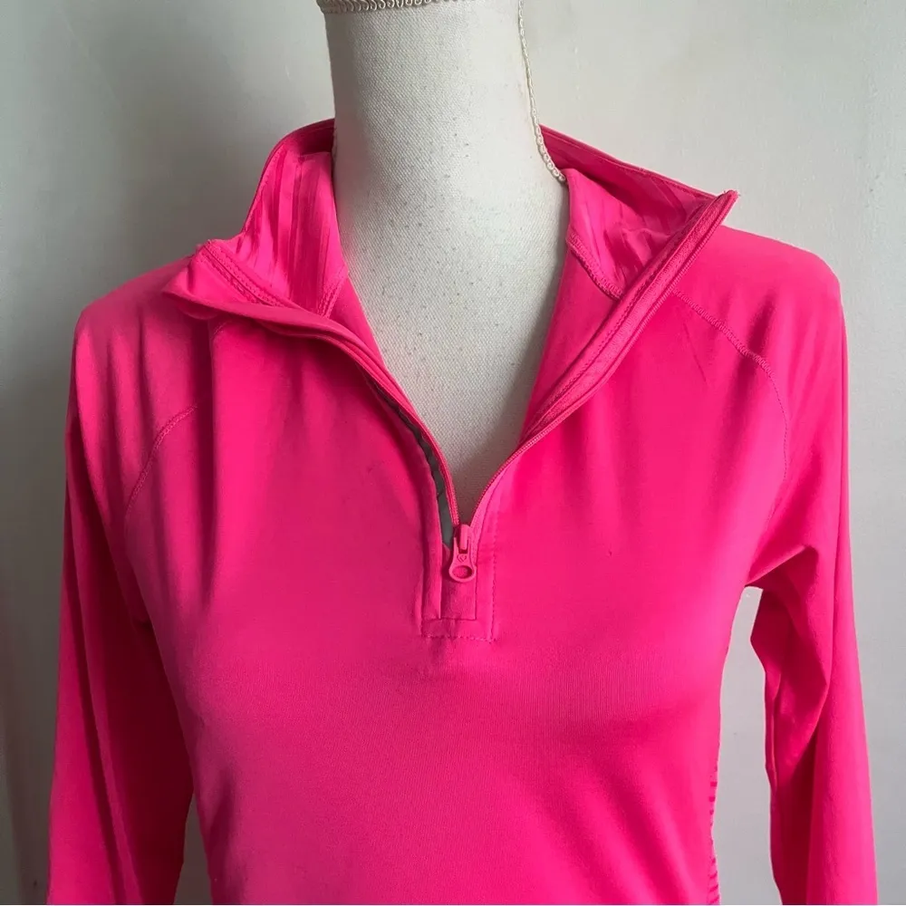 Live Love Dream • Neon Pink Quarter Zip Workout Top - Image 2