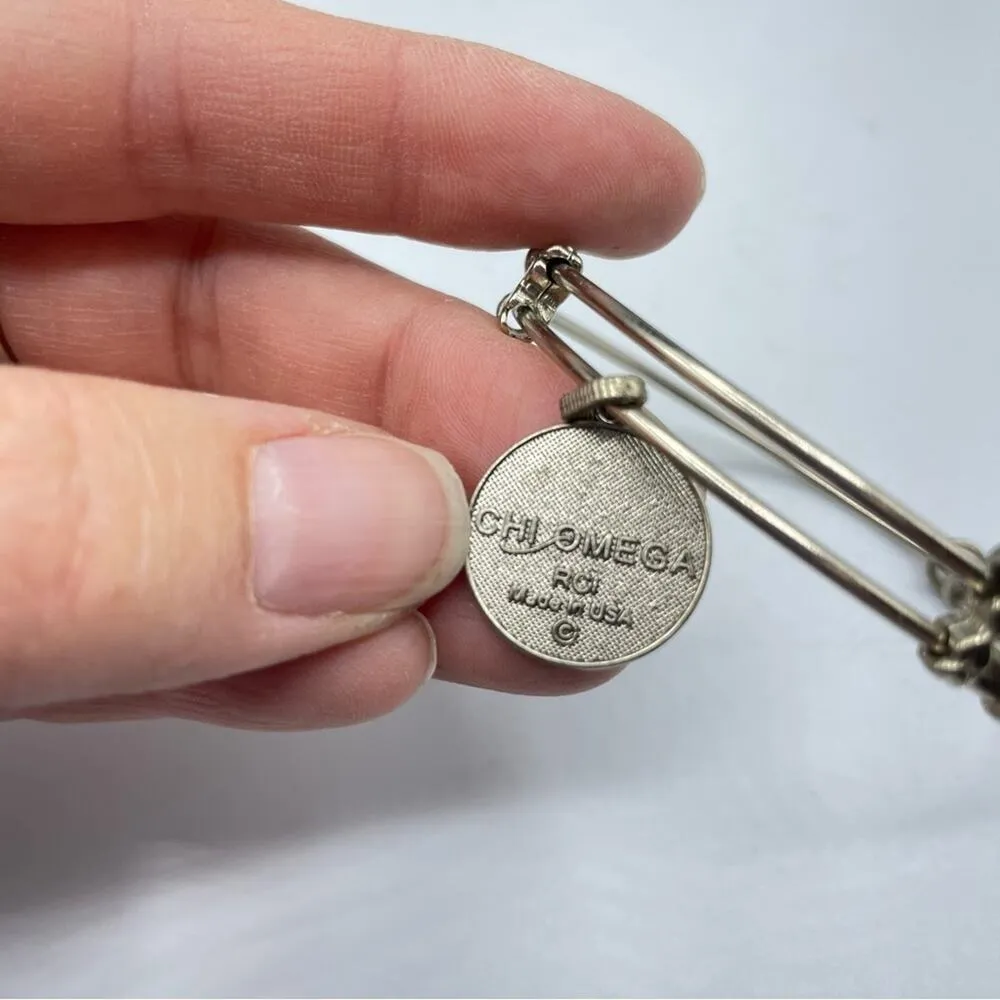 Chi Omega Sorority Angelica Silver Tone Expandable Bracelet Greek Gear Bangle - Image 3