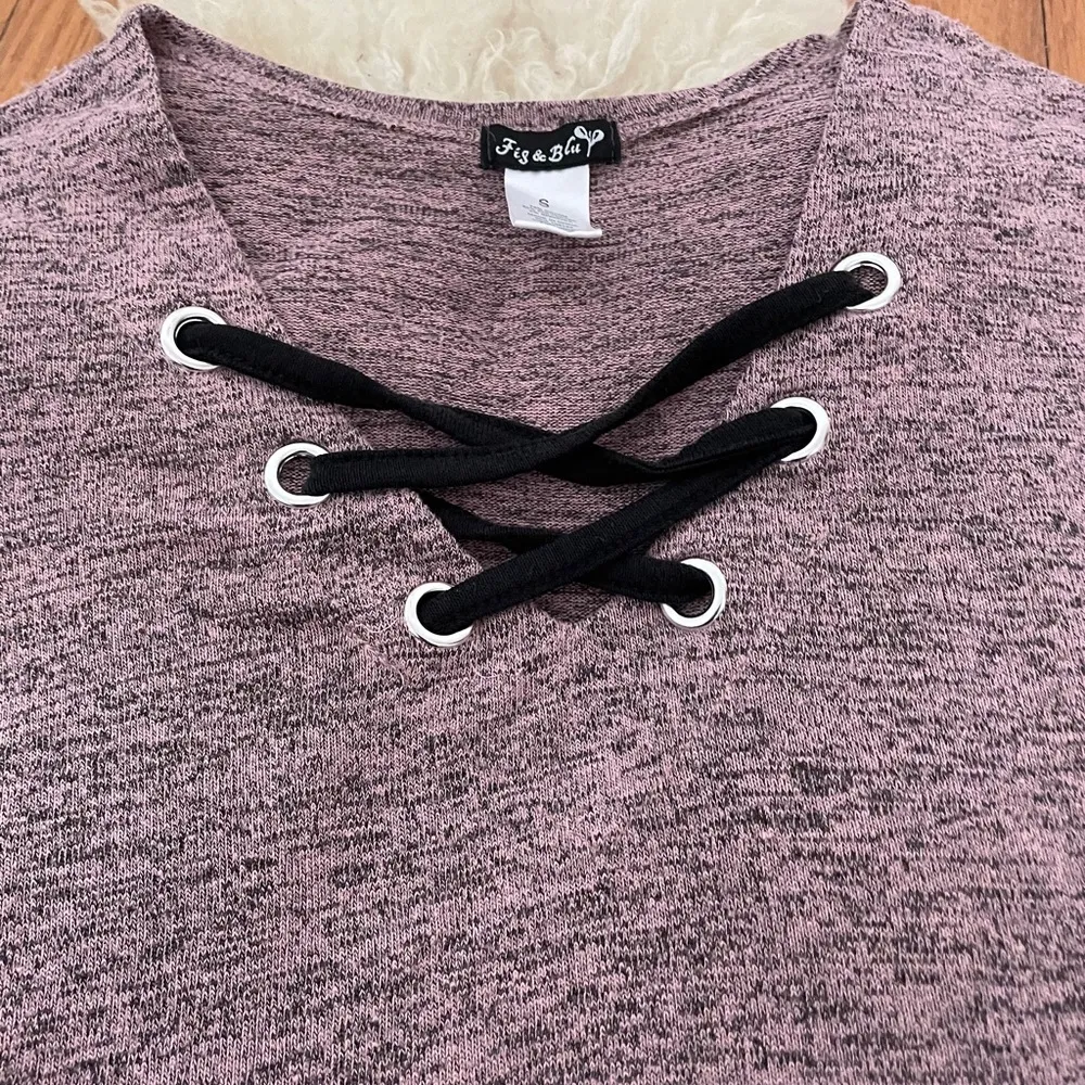 Fig & Blu purple preppy knit top with cris - Image 3