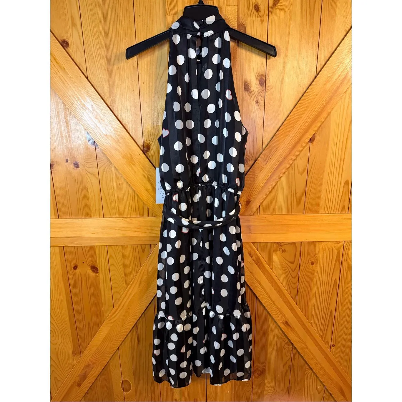 London Style Petite Sleeveless Black Dots Midi Fit + Flare Dress NWT Size14P (64 - Image 4