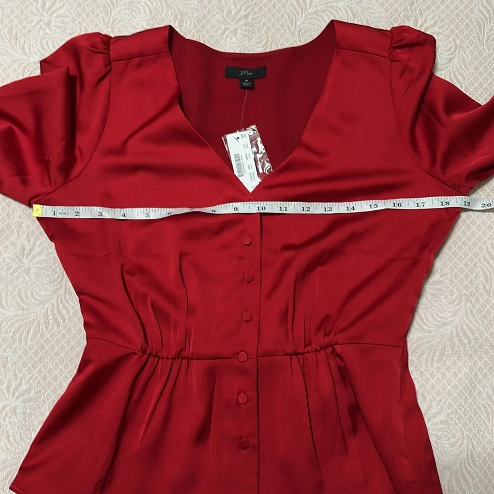 New with tags J crew sleeve peplum top in satin-crepe Elegant Red Women's Top - Image 10