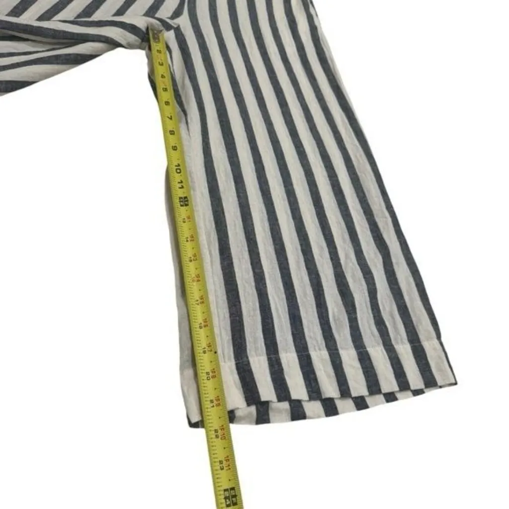 Trovata California Birds of Paradis Ivory Grey Stripe Linen Romper Coastal S Gray - Image 12