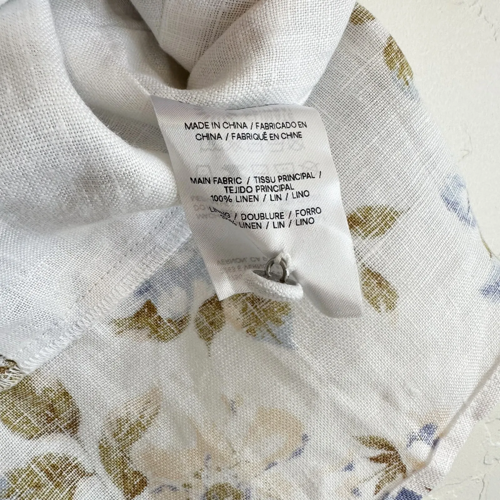 Reformation | Lilly 100% Linen Off the Shoulder Peplum‎ Floral Top White Blue 10 - Image 7