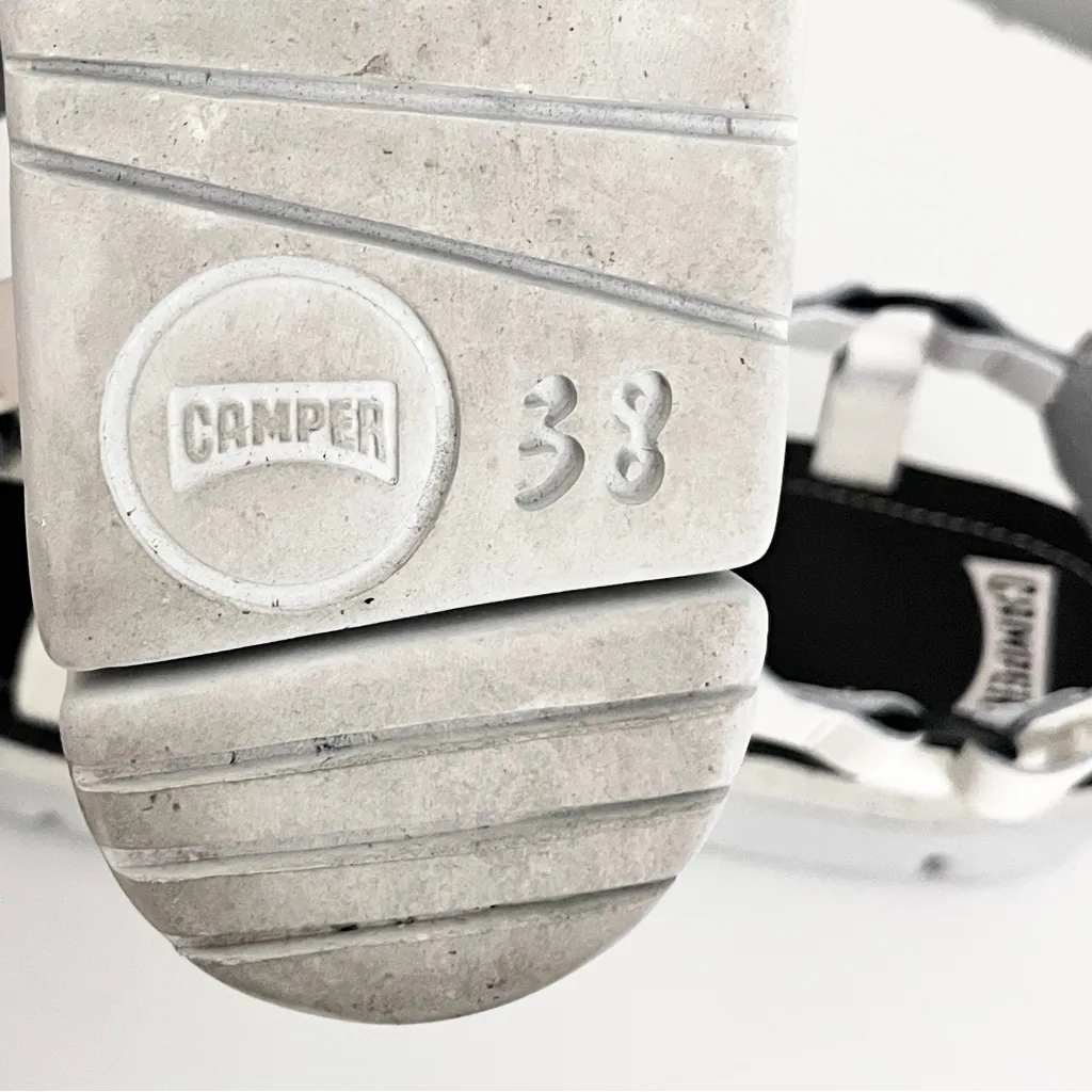 Camper White Leather ‘Oruga Up’ Flat Platform Sandals, Size 38 - Image 7