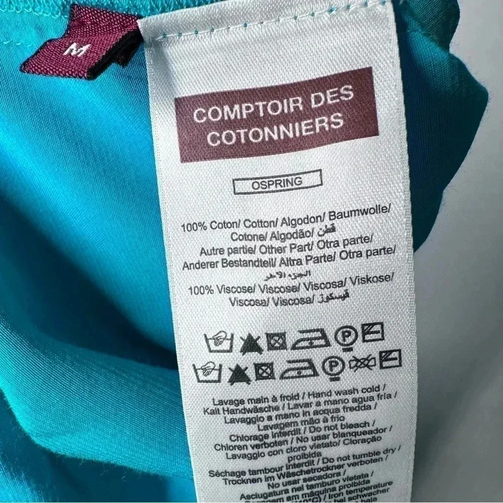 Comptoir Des Cotonniers Anthro Turquoise Sleeveless Midi Dress Size Medium Blue - Image 8