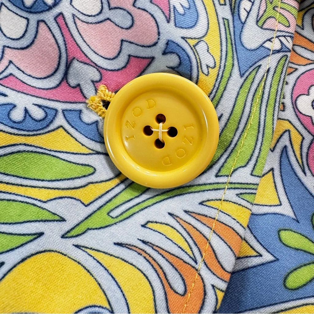 Izod Pastel Paisley Double Breasted Trench Coat Flower Power Retro Hippie Boho - Image 5