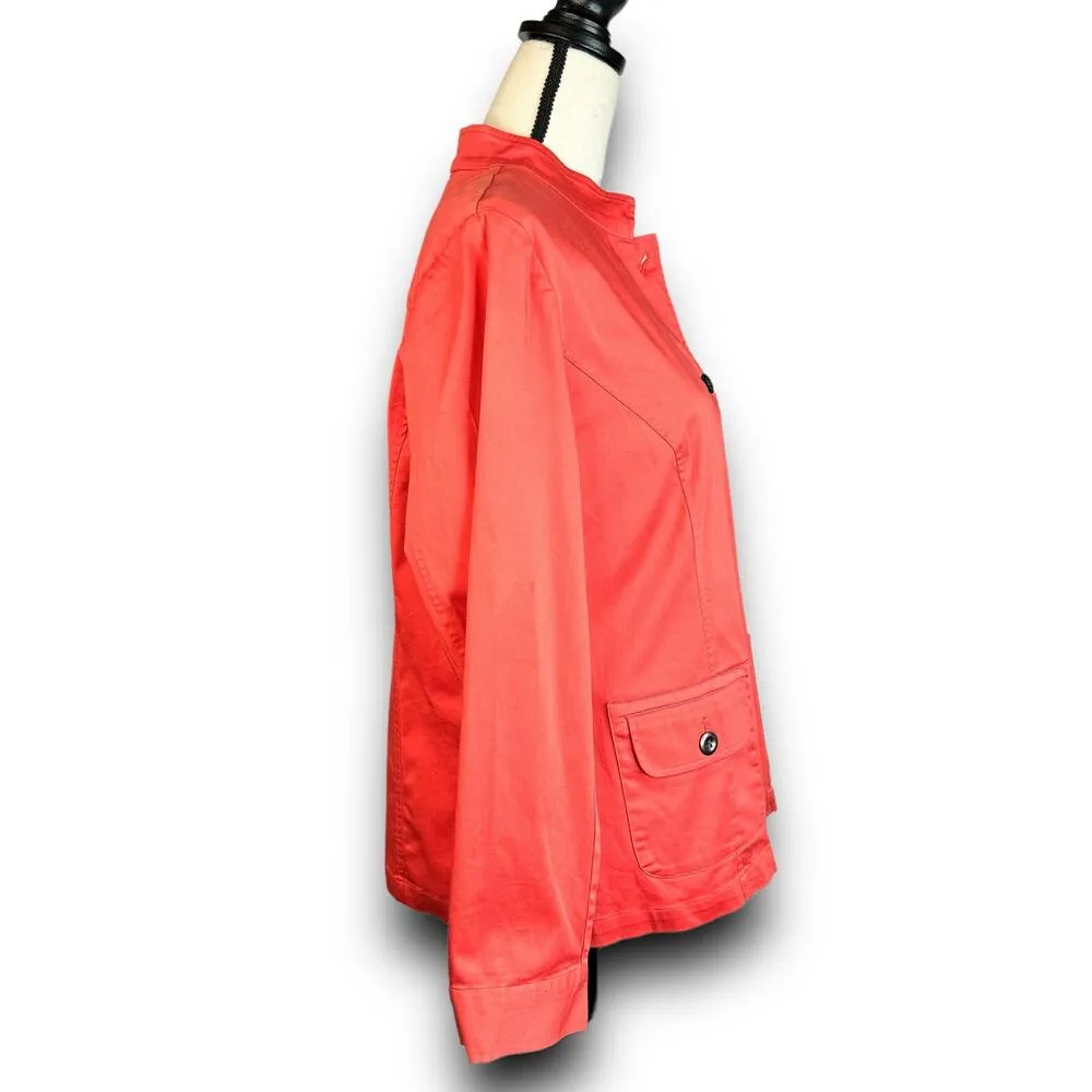 Additions by Chicos Lightweight Jacket Button Front Spring Coral Color Size 12 - Image 7