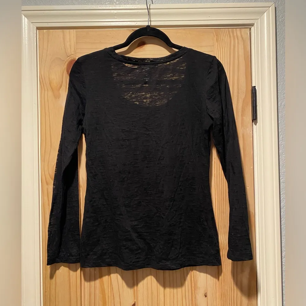 Ambiance Apparel Women Long Sleeve Black Burnout Top Size Large - Image 3