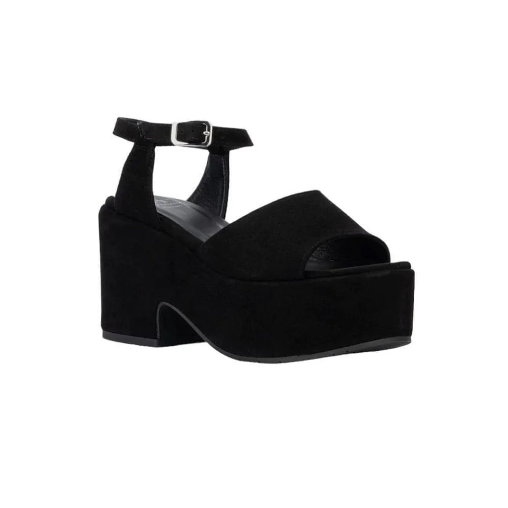 Aquatalia Women's Emmie Platform Heels Sandals suede black Sz 8.5 - Image 5