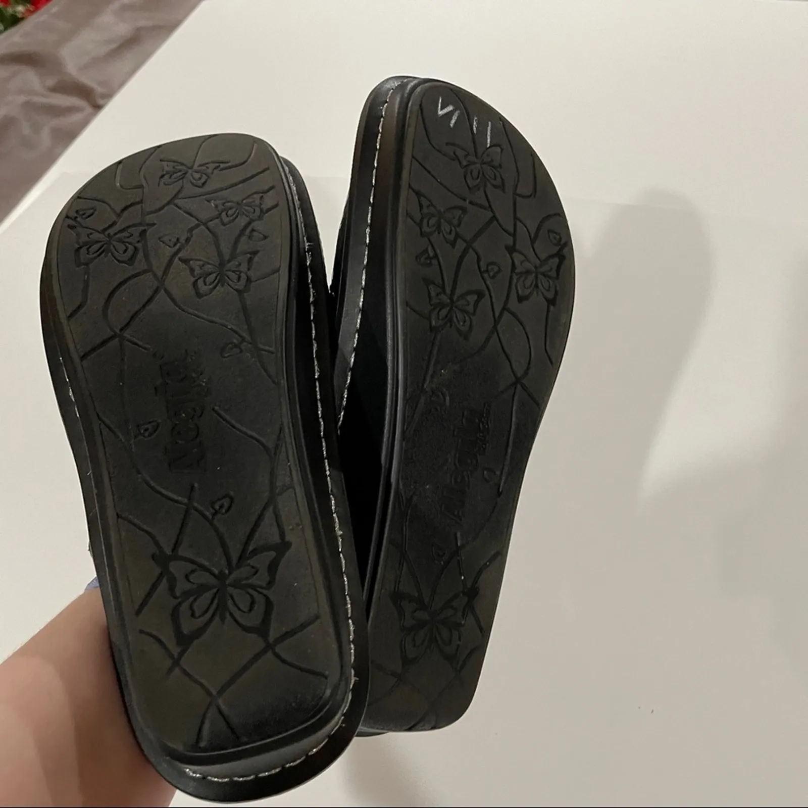 Alegria Tuscany Pewter Dazzler Metallic Mary Jane Mules Size 38‎ - Image 8