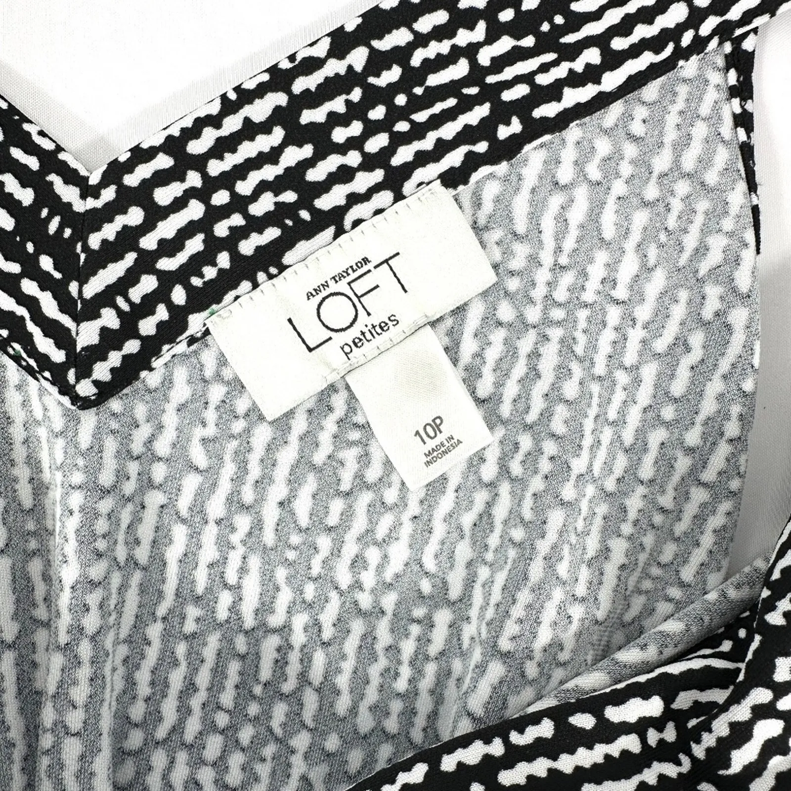 Ann Taylor LOFT Petite 10P Sleeveless Dress Black White V-Neck Tie Back Midi - Image 5