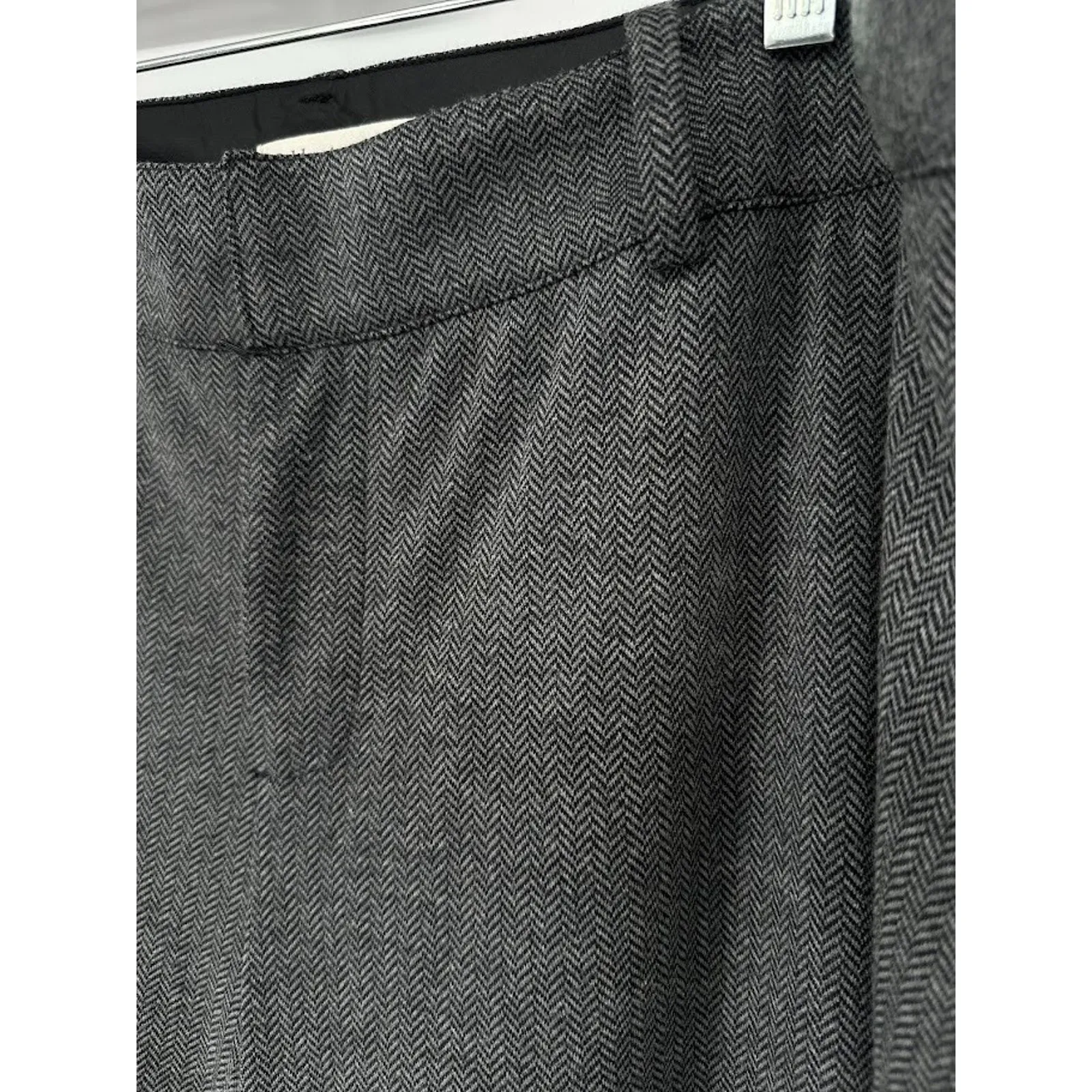 Coldwater Creek Womens Pants Menswear Ponte Trouser Knit Herringbone Grey W18 - Image 3