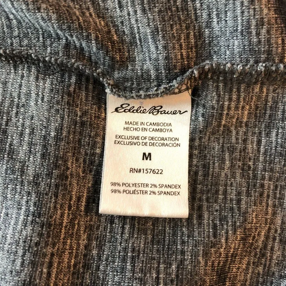 Eddie Bauer Sleepwear Womens Henley Top Waffle Knit V Neck Gray M - Image 4