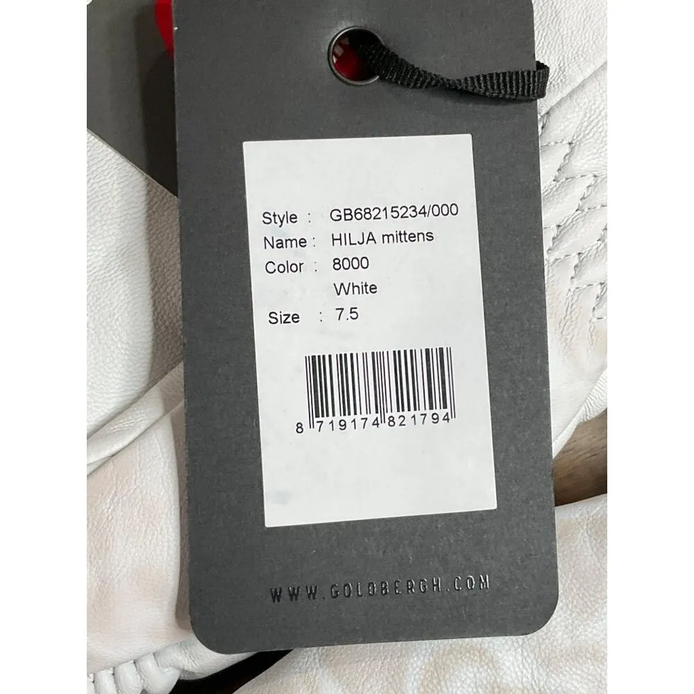 Goldbergh Hilja Mittens in White Leather 7.5 New Womens Gloves as - Image 7