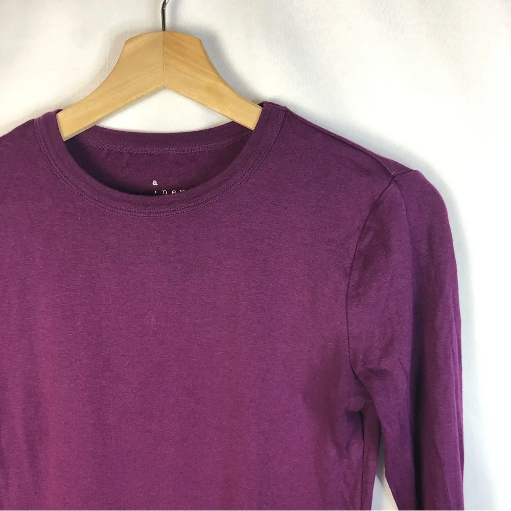 A New Day Dark Purple Crewneck Long Sleeve T-Shirt S - Image 4