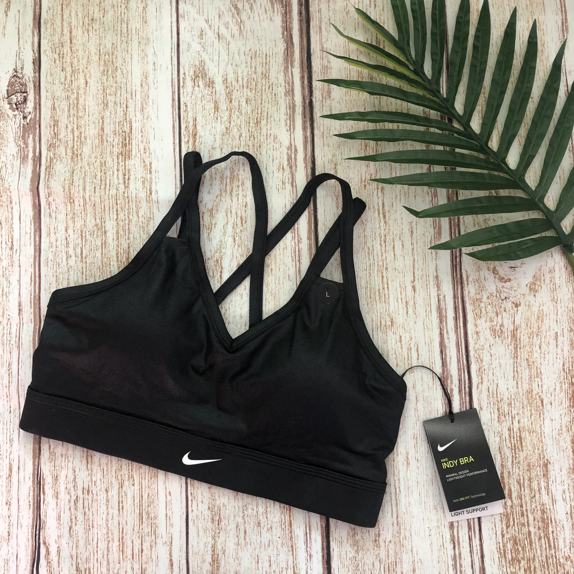 Nike New  Black Shimmer Indy Dazzle Sports Bra Size Large - Image 3