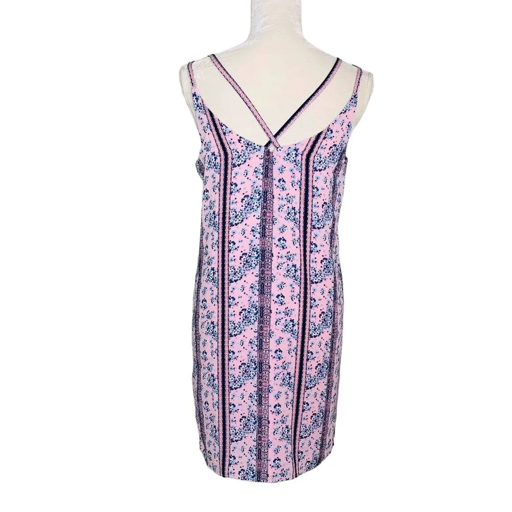 Pink Rose Dress Large Dusty Pink Floral Spaghetti Strap Lined New - Image 5