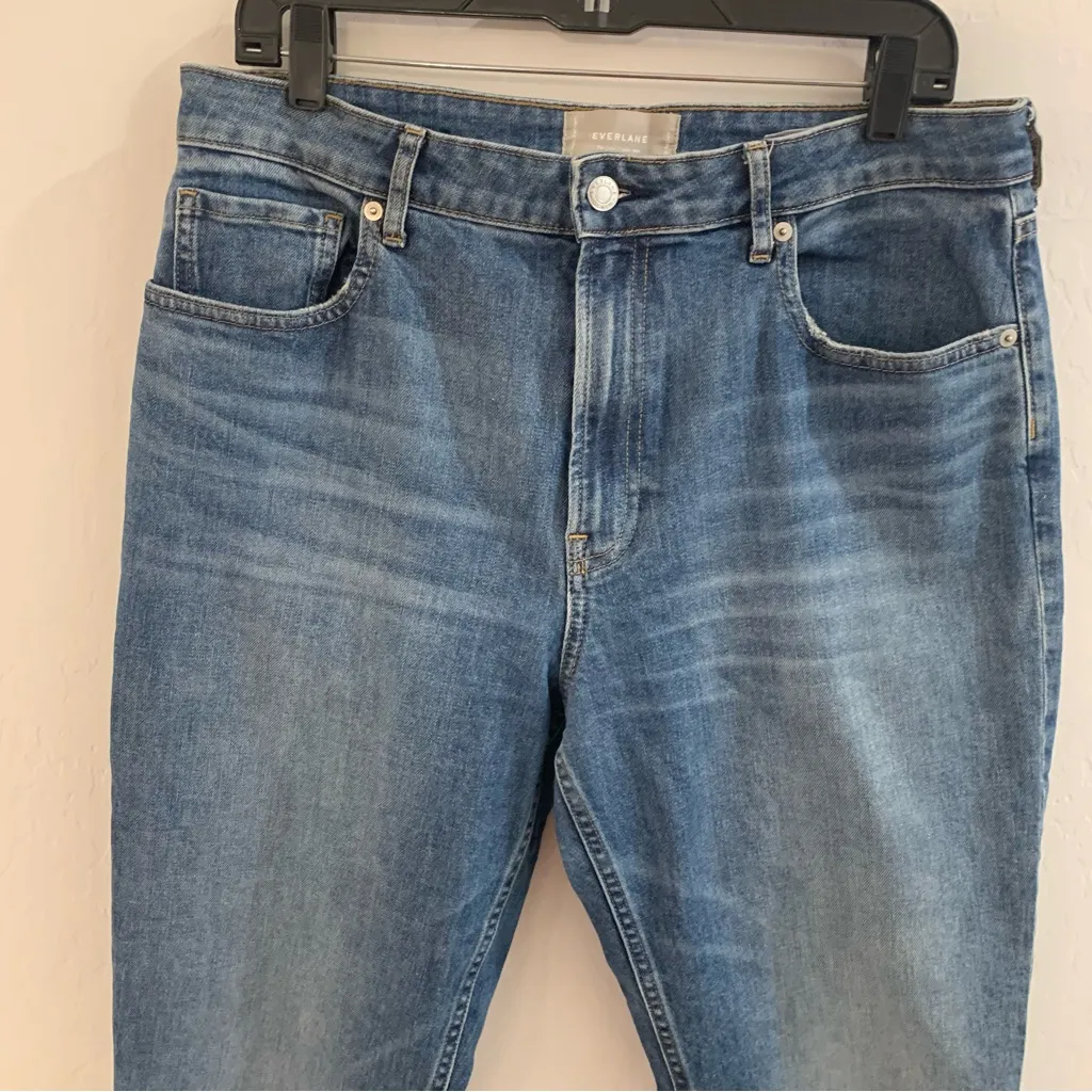 Everlane The Curvy Cheeky High Waist Straight Leg Frayed Hem Jeans Size 32 - Image 4