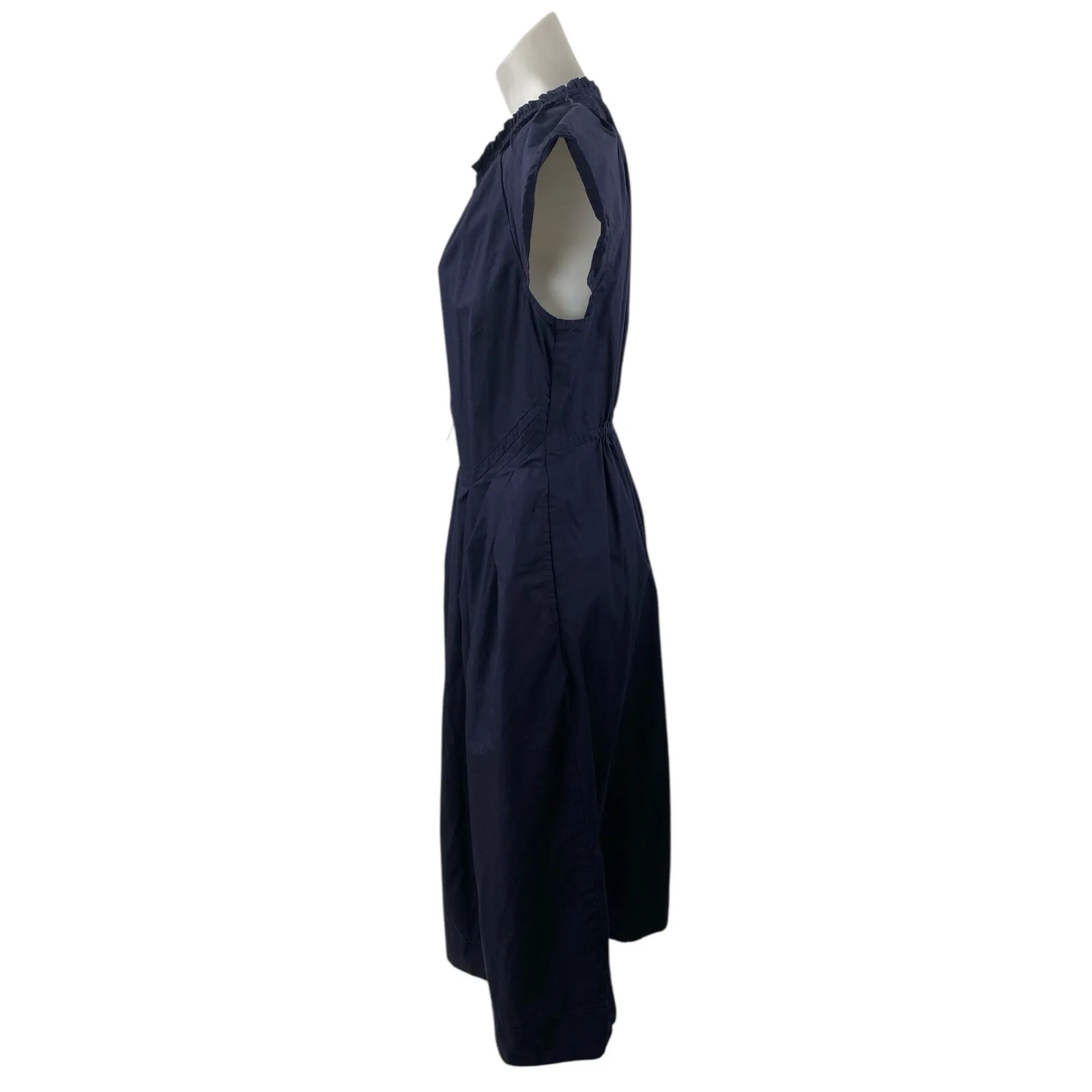 Free Assembly Blue Flutter Sleeve Zip Front Midi Fit Flare A - Image 3