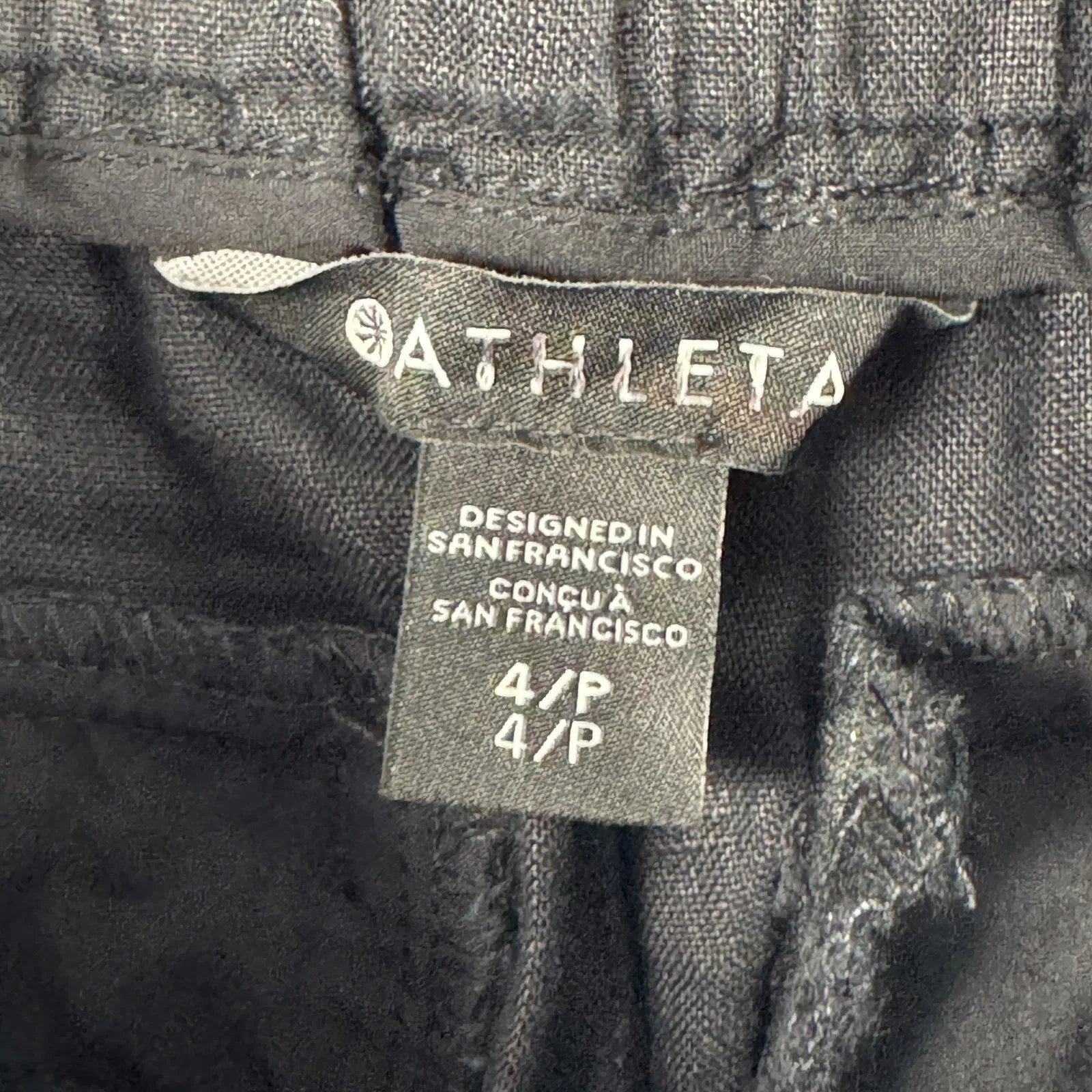 Athleta Cabo Linen Jogger Pants Black‎ Sz 4 Drawstring Lightweight Boho READ - Image 3