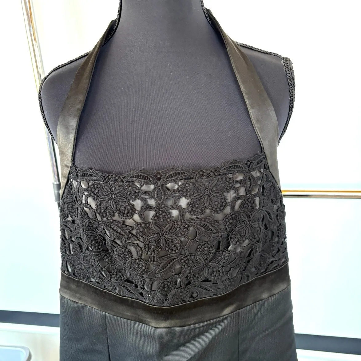 Y2K Black Lace Babydoll Halter Dress Homecoming Empire Formal Dress Size 12 - Image 2