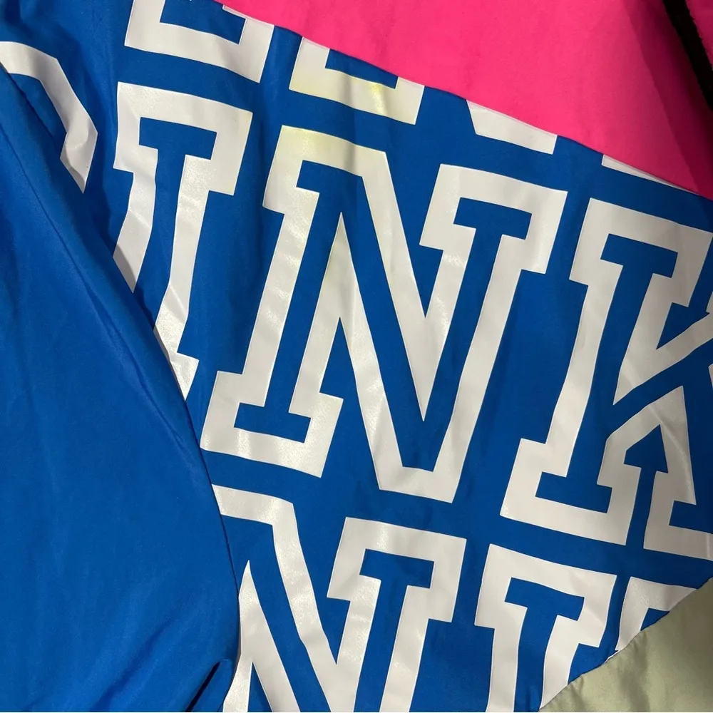 PINK Victoria’s Secret Full Zip Sherpa Lined Retro Windbreaker Jacket size M/L - Image 5