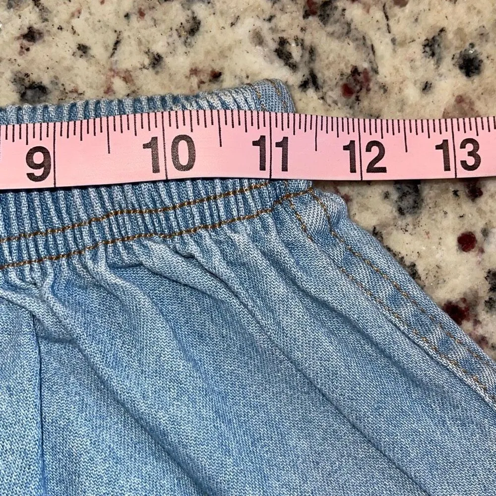 Sunbelt Denim Jeans Vintage Floral Hand painted Pull On Light Wash Mom Trend Med Blue - Image 6