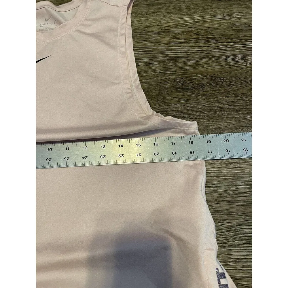 NIKE “Just Do It” Womens Size Small Pink Dri-Fit Tank Top glitter Spell out - Image 6