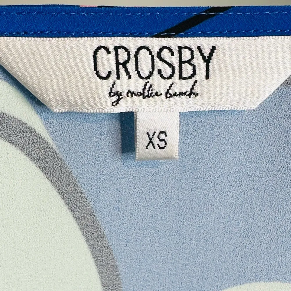 Crosby by Mollie Burch Floral V-Neck Abstract Orchid Blue Green Blouse Top Sz S - Image 9