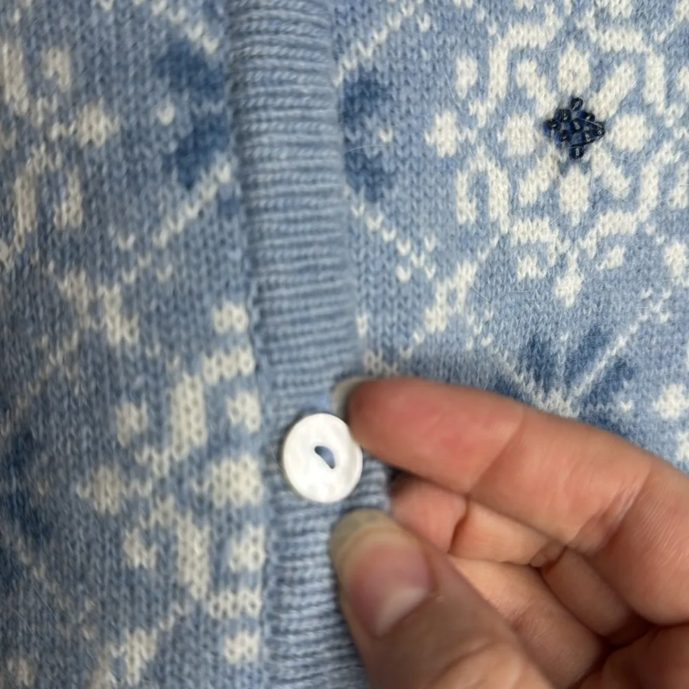 Talbots Vintage Nordic Snowflake Fair Isle Cardigan wool blend embellished Sz M - Image 7