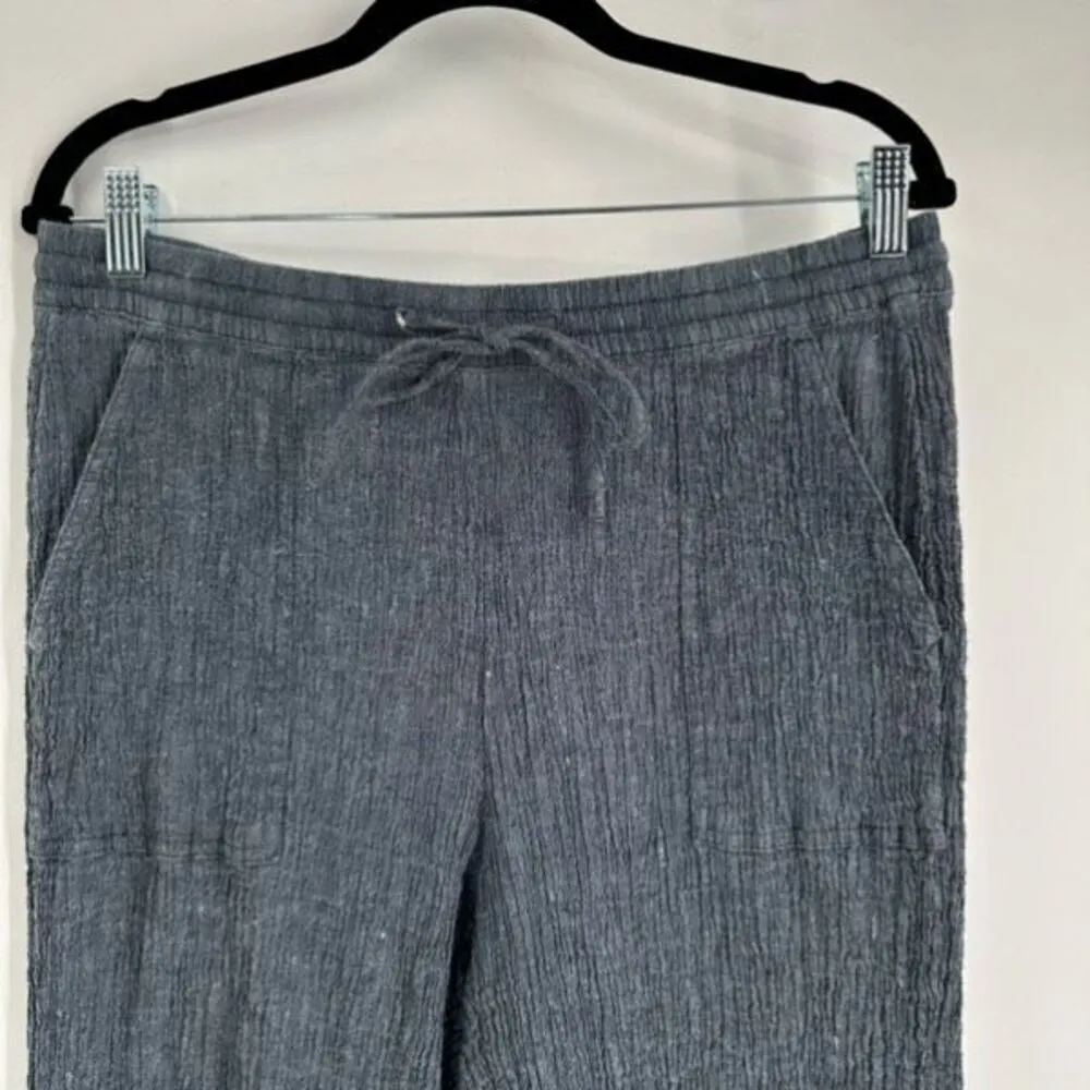 Pure Jill Women's Linen Blend Flat Front Crinkle Crop Pants Charcoal Gray Medium - Image 7