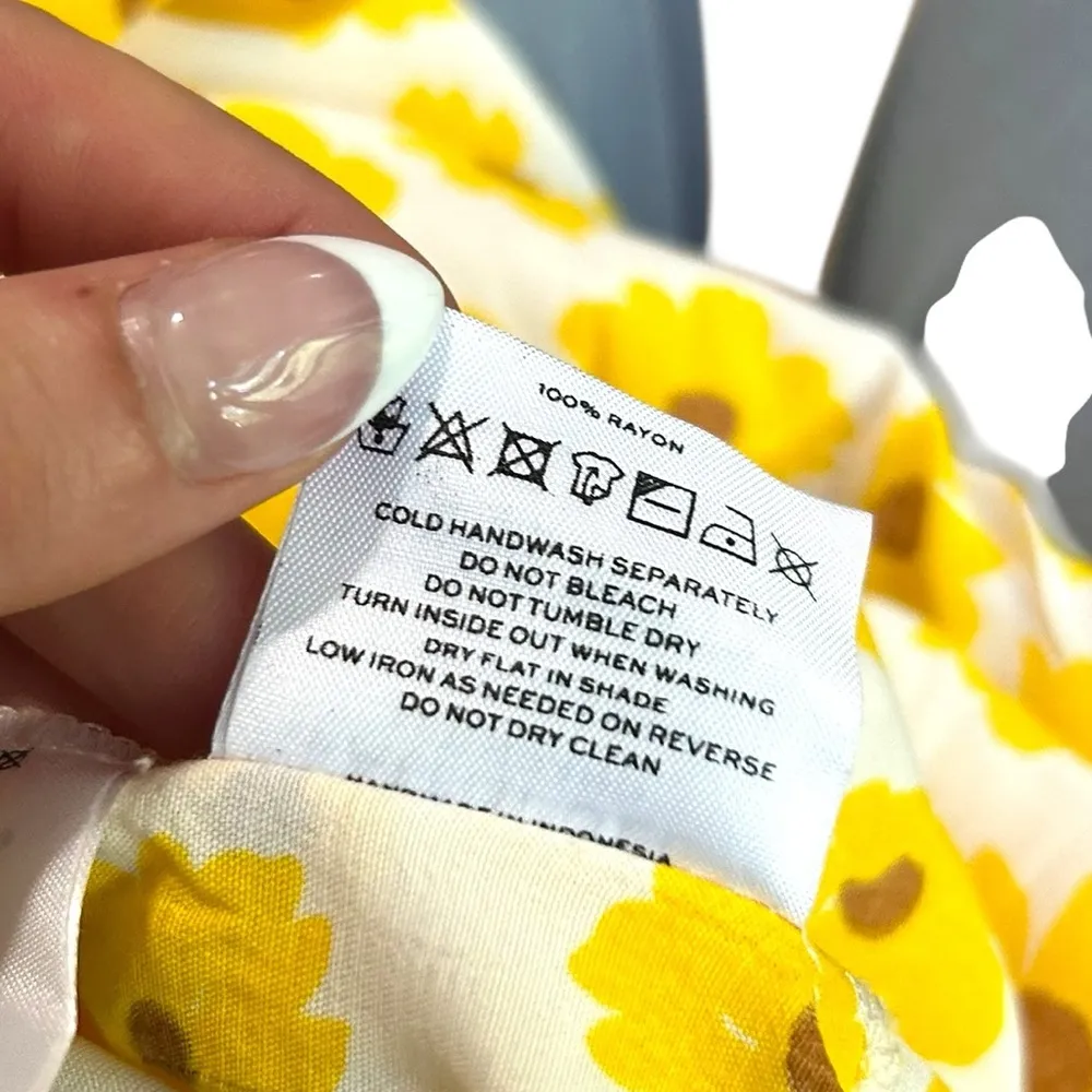 FAITHFULL THE BRAND Noemie Yellow Floral Print Ruffle Midi Dress Size XL - Image 13