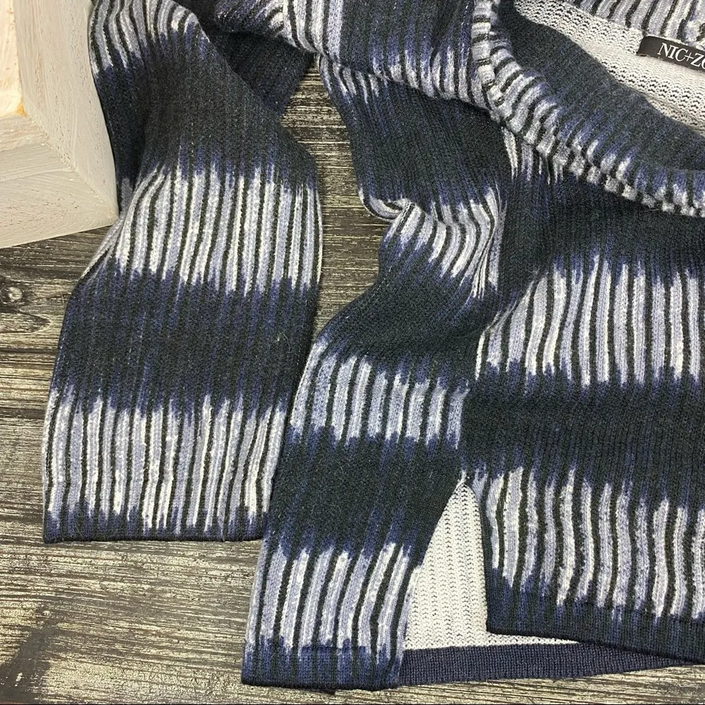 Nic + Zoe Anthropologie Blue Print Knit Cowl Neck Long Tunic  Sweater L - Image 4