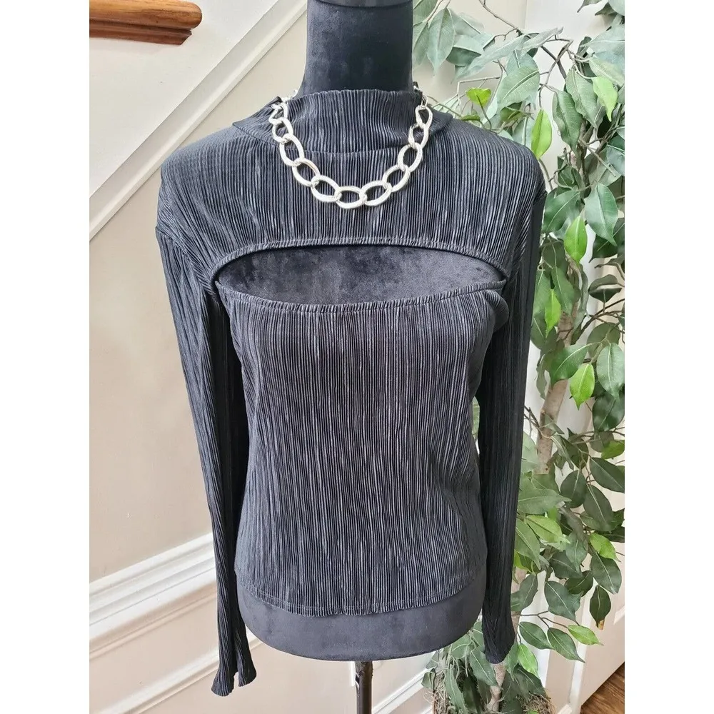 Leith Women Black 100% Polyester Mock Neck Long Sleeve Casual Top Shirt Size XL - Image 10