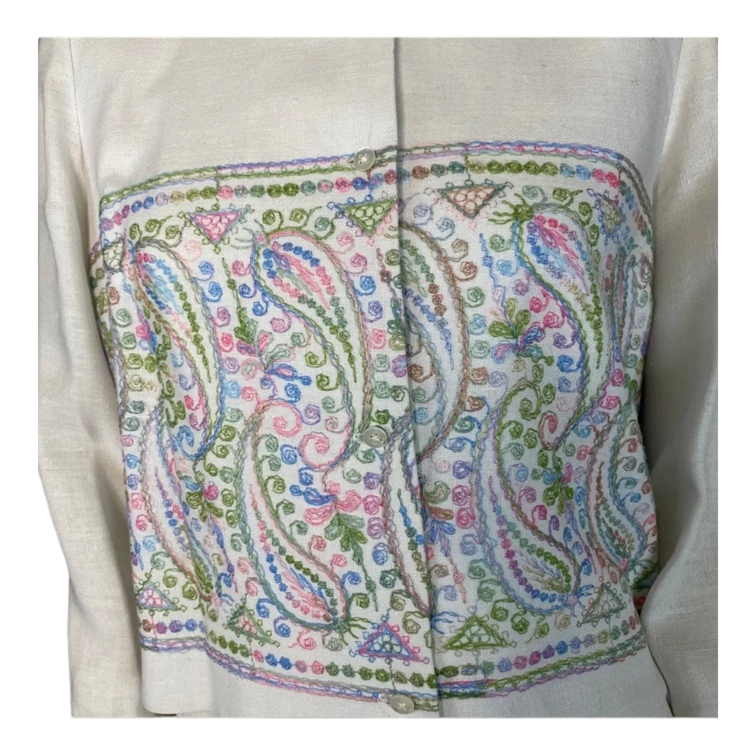 Anne Fogarty x Kassel Boutique Embroidered Linen Skirt Suit 1960s medium White - Image 6