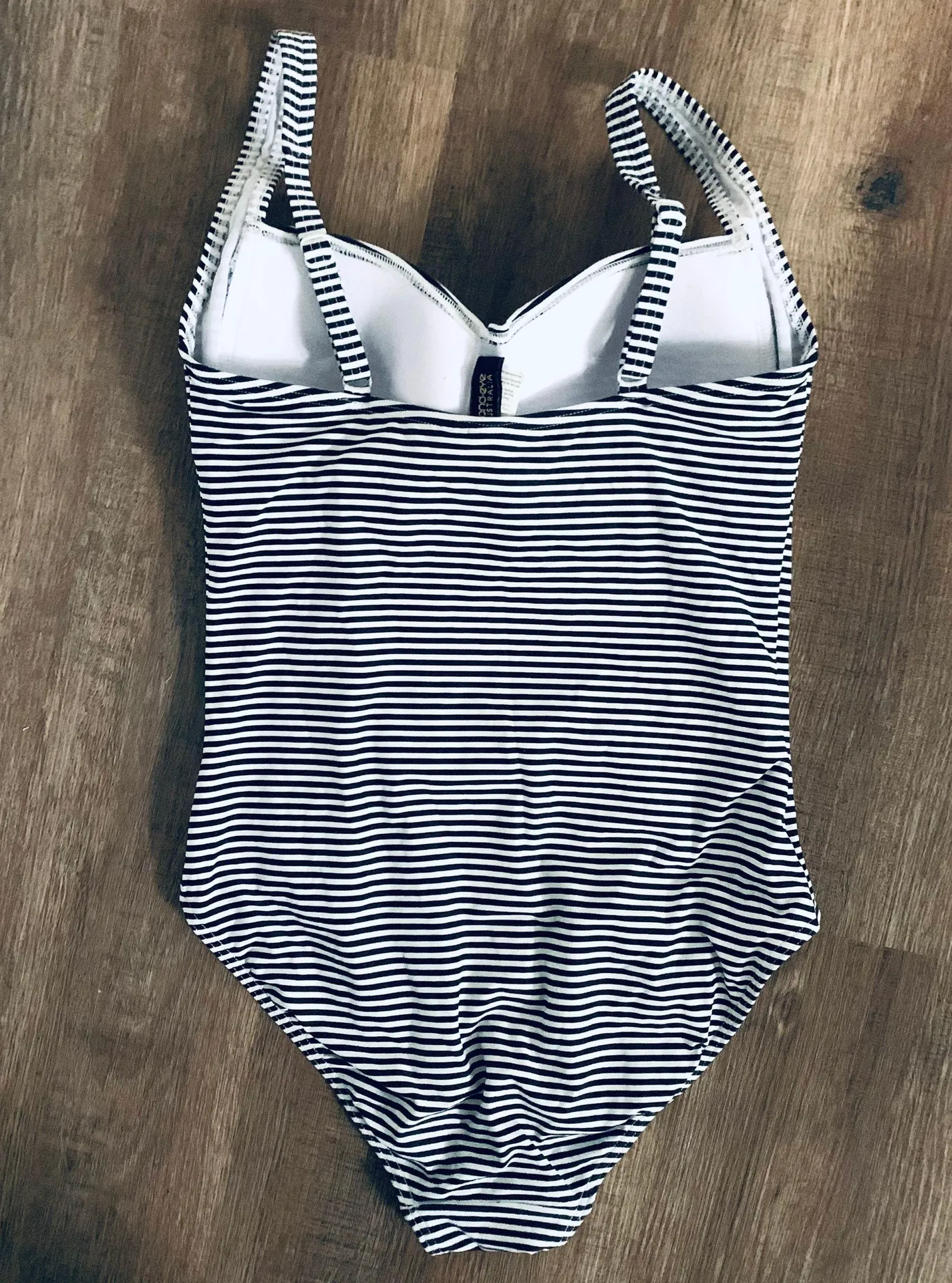 Black White Striped One Piece Bathing Suit - Image 4