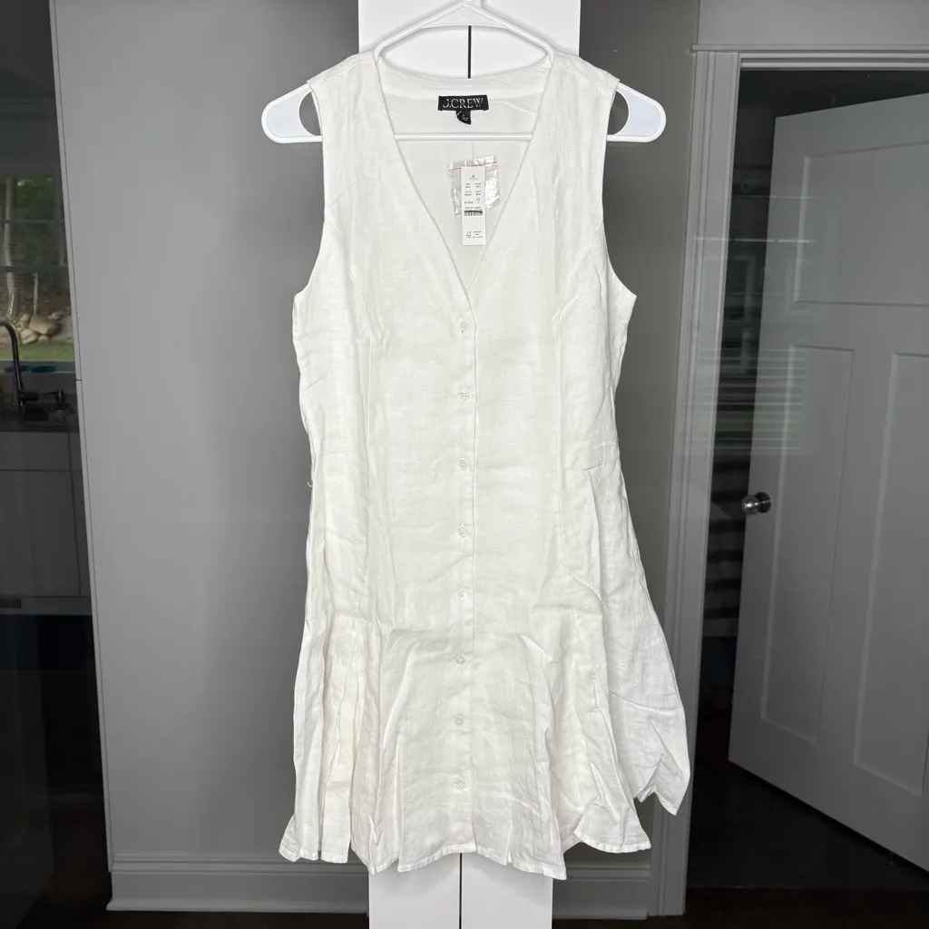 NWT J. Crew Linen Mini Dress White - Image 2