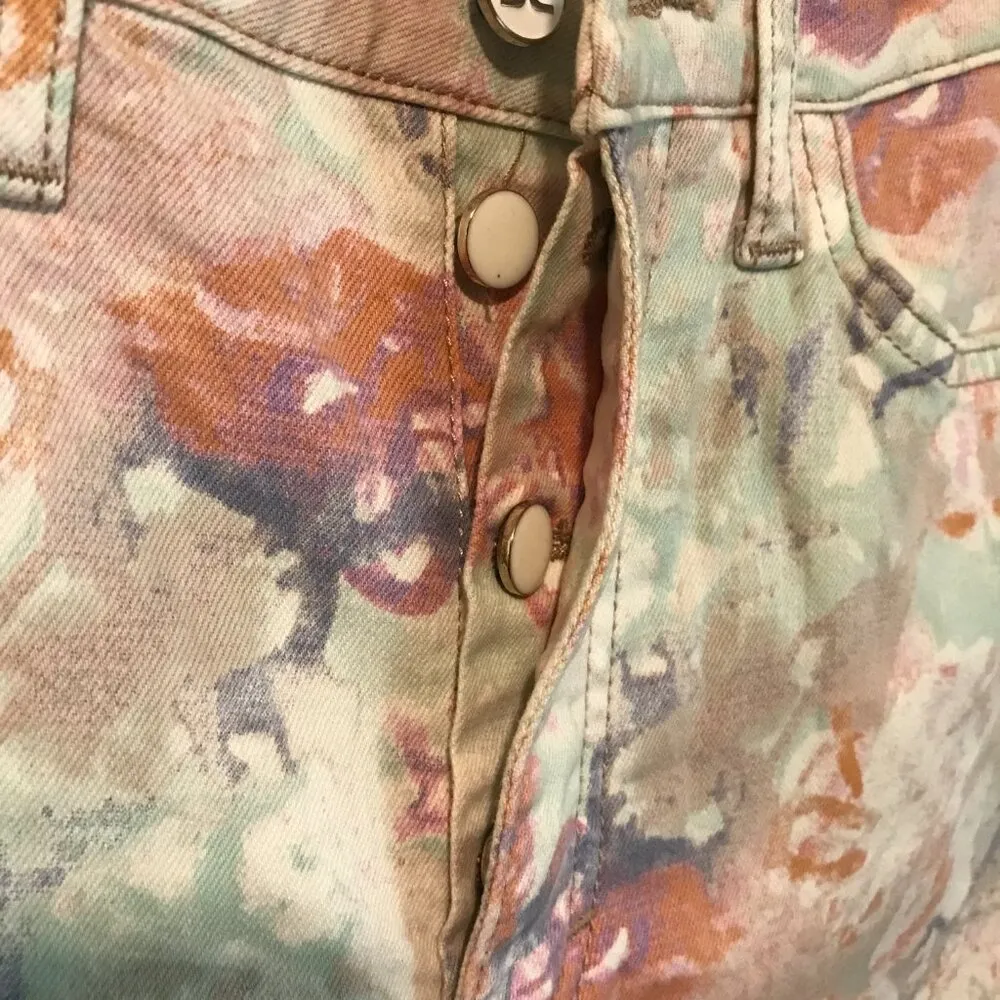 Sam Edelman women's size 10 water color tie dye wide leg stretchy CHELSEA jeans - Image 4